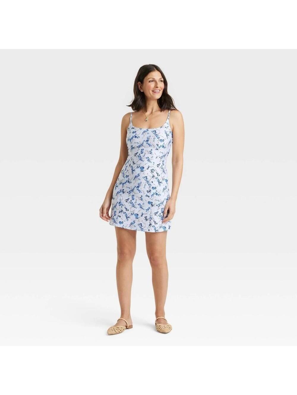 259 Women's Mini Woven Tank Dress - a New Day (Size 2, Blue Floral,  NWT)